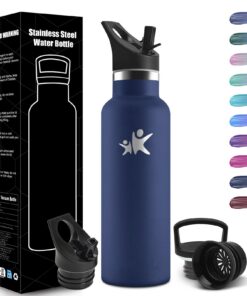 Honeyholly Edelstahl Trinkflasche 750ml BPA-frei, Auslaufsichere Doppelwandig Thermosflasche mit Strohhalm
