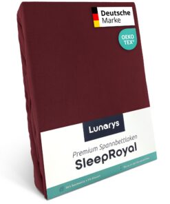 SleepRoyal Luxus Spannbettlaken - Burgunderrot 250 g/m² - für hohe Matratzen & Wasserbetten - Premium Stretch Jersey