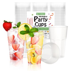 Metionga 50 Partybecher Set für Getränkepartys, Hochzeiten und Geburtstage, Wiederverwendbare Mehrwegbecher aus Bruchsic