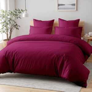 Cozyor Bettwäsche Bordeaux Berry - allergikergeeignet, weich, robustes Reißverschluss, Mikrofaser, 1x Deckenbezug + 2x K