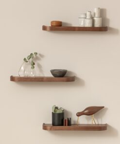 Kazai.® Wandregal-Set 'Toke' | Echtholz-Veneer Walnuss | 3 Hängeregale