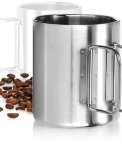 com-four® Edelstahl-Kaffeebecher - thermisierfähig - 300 ml - BPA-frei - silberfarben (1 Stück)