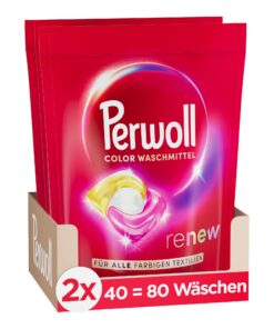Perwoll RenewCaps Farb Waschmittel Sanfte Reinigung & FarbenErneuerung Für Alle Farbigen Textilien Mit Dreifach-Renew-Te