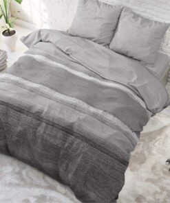 Sleptime weich & bügelfrei Bettbezüge 3teilig 240cm x 220cm grau - Stone Stripe - Bettwäsche Set mit Knopfverschluss Sle
