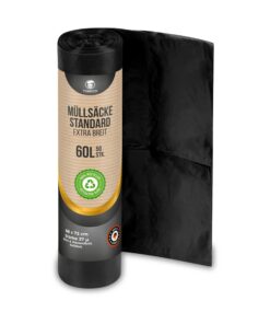 Müllsäcke 60L EXTRA BREIT Schwarz für Haus und Garten (100 Stück)