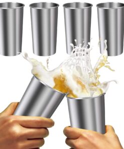 Edelstahlbecher - Glass | Wiederverwendbares Metallglas 6 Pack 600 ml | BPA-freie Plastikbecher für Wassersaft Kaffee zu
