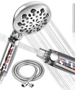 SURFOU Wassersparend Duschbrause mit 2 Filters, Hochdruck-Handbrause, Mehrstufige Antikalk-Funktion SURFOU Hochdruck-Han