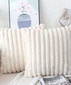 NIULAA Flauschig Plüschige Beige Kissenbezug 45x45 cm 2er Set Luxus Wohnzimmer Dekotextilien