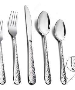 TEAMFAR Edelstahl Besteck Set für 12 Personen + Hammergriff Tafelbesteck + Hochglanzpoliert & Spülmaschinengeeignet