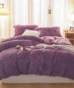 Sacebeleu Plüsch Bettwäsche Set Violett Lila Mädchen Warm Winterиков Winter Flauschig für Mädchenrylic Warme Flannell Be