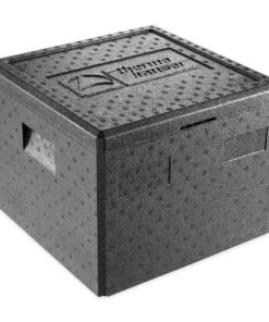 ThermoHauser EPP-Thermobox Pizza Schwarz mit Deckel - Warmhaltfunktion - Lieferservice-Pizzabox - 32,5 Liter - 41 x 41 x