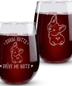 On The Rox Corgi Weinglas ohne Stiel - Corgi Tumbler - Corgi Dekor