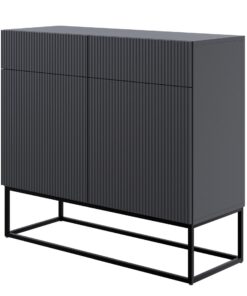 Selsey Kommode Schrank - Schwarz mit 2 Schubladen und 2 Türen - 100 cm Veldio Aufbewahrungsschrank