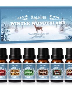 SALKING Winter Bio-Aetherische Öle Set für Aromatherapie und Geschenke - 6x10mL Zimt, Preiselbeere, Pfefferminze, Lebkuc