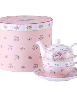 London Boutique Teekanne und Tasse, Porzellan, als Geschenk fürVintage Rosefans in Geschenkbox London Boutique Teekann
