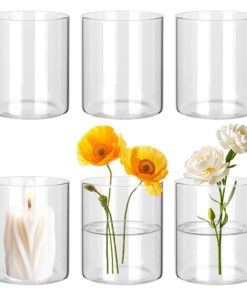 6er Set Kleine Glasvasen 10x8.5cm - Perfekt für Tischdeko mit Frischen Blumen, Kerzen & Aromatherapie