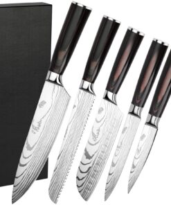 Hochwertiges Messerset 5-tlg Küchenmesser Profi Kochmesser Allzweckmesser Geschenkbox