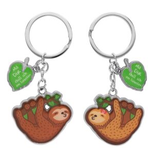 GRUSS & CO Schlüsselanhänger für zwei "Faultier" | Anhänger-Set, zwei Anhänger mit Schlüsselring | Geschenk für Paare |