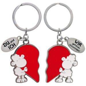 Sheepworld Paar-Schlüsselanhänger - Schäfchen Anhänger in Rot und Weiß | Sheepworld 46752 Paar-Schlüsselanhänger - prak