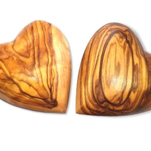 Stilux 2er-Set Herz Handschmeichler | Hochzeitsschmuck aus Olivenholz | Glücksbringer für Jubiläum und Valentinstag | We