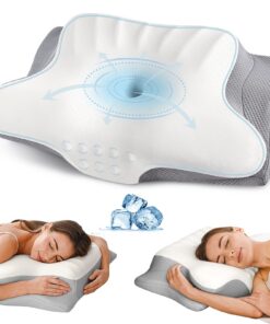 Ylekto Halswirbel-Nackenkissen zur Schmerzlinderung - Ergonomisches Memory-Schaum-Kissen zum Schlafen, kühlendes Seitens