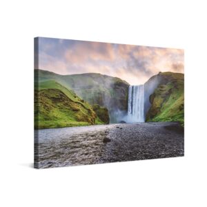 PICANOVA - Premium Leinwanddruck Island Skogafoss – Schlafzimmer Und Wohnzimmer Deko – 120x80cm Holz-Keilrahmen Kollekti