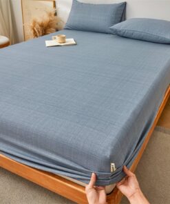 Aotiwe Winter Spannbetttücher Blau Grau 150x200cm Baumwolle 2 Kissenbezüge Einfache Struktur Hotelqualität