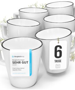 Porzellan Kaffeetassen 6 Personen Scandi TESTSIEGER weiß