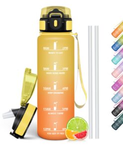 HoneyHolly Trinkflasche 1L BPA-Frei Auslaufsicher mit Strohhalm für Sport Fitness Laufen