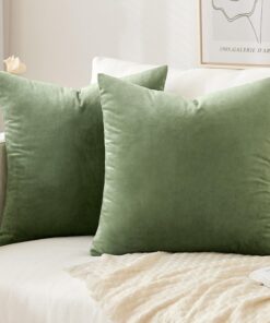 2er Set Samt Kissenbezüge für Schlafzimmer und Wohnzimmer Weich Dekorative Kissenhülle Haushalt Dekokissen 40x40 cmGrün