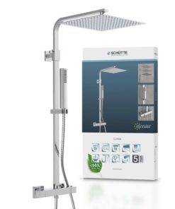 SCHÜTTE 60049 Sumba Regendusche Thermostat Edelstahl Duschkopf 30x30cm Duschset Chrom