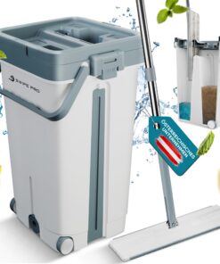 SWIPE PRO Wischmopp Set mit Rollenfunktion - 2-Kammer-System für schnelle Bodenreinigung - ABFLUSSVENTILE & 2 Stück Micr
