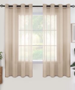 Woaboy Transparente Vorhänge Wohnzimmer und Schlafzimmer Beige 2er Set 140x145 cm Ø-Seiten Modern