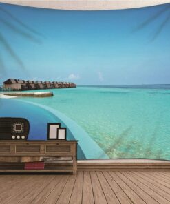 CEVAN Meerwasser-Himmel Wandbehang Blau 300x250cm Junge Home-Deko Strandtuch Kunst