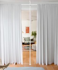 Starbover Raumteiler Gardinenstange Weiß 121-304cm L, 71-289cm B, verstellbarer Paravent für Wohnzimmer, Schlafzimmer od