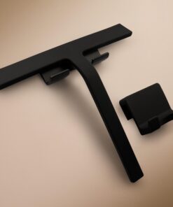 Designfabrik Hamburg Silikon Abzieher Dusche | Modernes Design | Ohne Bohren Fensterabzieher Halterung | 23 cm | Schwarz
