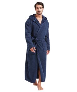 FashGudim Langen flauschigen Herren Bademäntel 400g mit Kapuze Trendiger Bademantel für Herren in 400g Qualitätsflausch