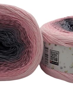 YarnArt Rosegarten Bobbel Wolle 500g Rosa Grau 100 Baumwolle Multifarbverlauf Bobble Strickwerkzeug