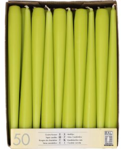 Papstar 81113 limonengrüne 50 Leuchterkerzen für Dekoration in der Wohnung Ø 2,2 x 25 cm
