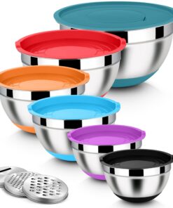 Homikit 6er Set Rührschüssel Edelstahl Edelstahl-Rührschüssel Für Erwachsene Esslich zum Mischen & Verrühren, Luftdichte