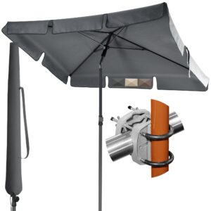 Menz Sonnenschirm Balkon - 3-IN-1 Sonnenschutz UPF 50+ Balkon SET Anthrazit + Halter + Hülle Global Recycled Standard