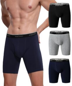 INNERSY Anti Scheuern Boxershorts Herren Lang Unterhosen 3er Pack | INNERSY Baumwoll Retroshorts Herren Lang Unterhosen