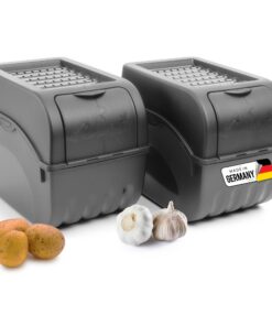 Novaliv Anthrazio Grau Aufbewahrungsbox 2x groß 9L | Kartoffelbox + Zwiebelbox | Stapelbar für Gemüse und Obst Freishält