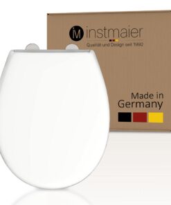 Instmaier Toilettendeckel mit Absenkautomatik | White | Ovale Form | Duroplast Sitz | Leicht abzunehmende Toilettenbrill