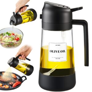 ParaCity Ölspenderflasche 500 ml - 2-in-1 Olivenölsprüher und Spender, Silikonboden, Kochen, Küche, Grillen, Lufthritteu