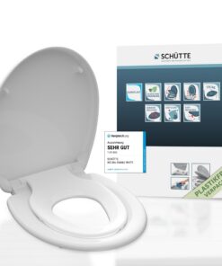 SCHÜTTE WC Sitz Duroplast FAMILY WHITE - Toilettensitz mit Absenkautomatik und Schnellverschluss, ideal für Familie und