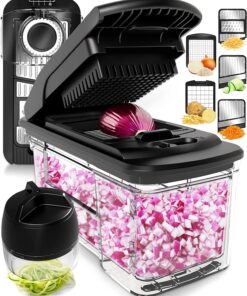 Gemüseschneider Mandoline Edelstahl - Alles-in-1 Julienneschneider Reibe für Gemüse Käse Schwarz