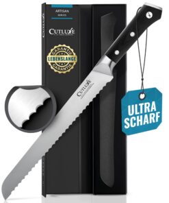 Cutluxe Brotmesser 25cm mit Wellenschliff – Extrem Scharf & Kochbewiesen Küchenmesser – Ergonomisches Design & ClimatePa