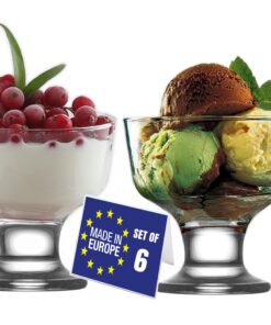 Modern Eisschalen Glas mit Fuß 6er Set 285ml | 100% Blei-frei Eisbecher & Dessertgläser