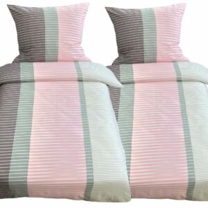 Leonardo Vicenti Bettwäsche: Microfaser Bettbezug, 135x200 cm, 4-teilig, Rosa-Grau Gestrickt - Sofa und SchlafzimmerIdea